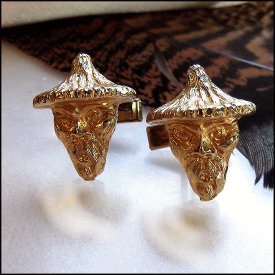 1950s Gold China Men Oriental Vintage Cufflinks