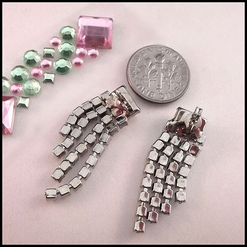 1950s Petite Waterfall Chandelier Rhinestone Vintage Earrings