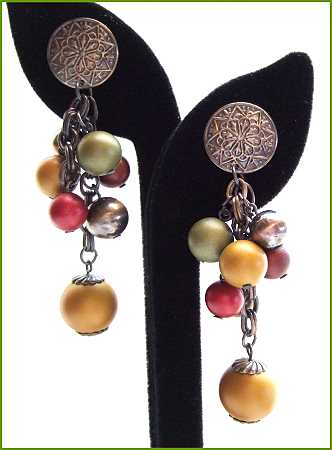 1980s Vintage Earrings Jewel Satin Pearl Dangles