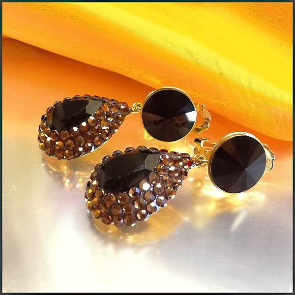Formal Designer Crystal Earrings Black Rivolis w Topaz Paves