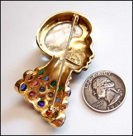 1950s Apex Signed Rare Lady Face Vintage Brooch