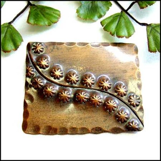 1950s Vintage Copper Brooch Modernist Pendant Signed REBAJES