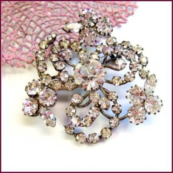1930s Austrian Crystal Spiral Antique Brooch