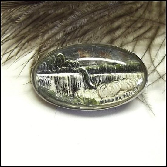 1940s Bavarian Waterfall Glass Intaglio Vintage Sterling Brooch