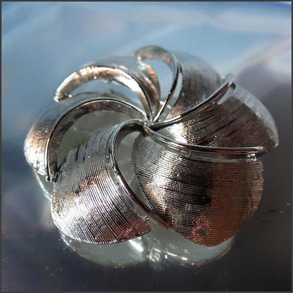 1960s Vintage Big Spiral Silver Brooch Signed SELRO 