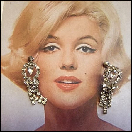 1950s Vintage Earrings Art Deco Pear Crystal Chandelier Petite Dangles