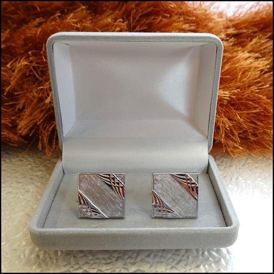 1960s Signed Dante Etched Sterling Silver Vintage Cufflinks