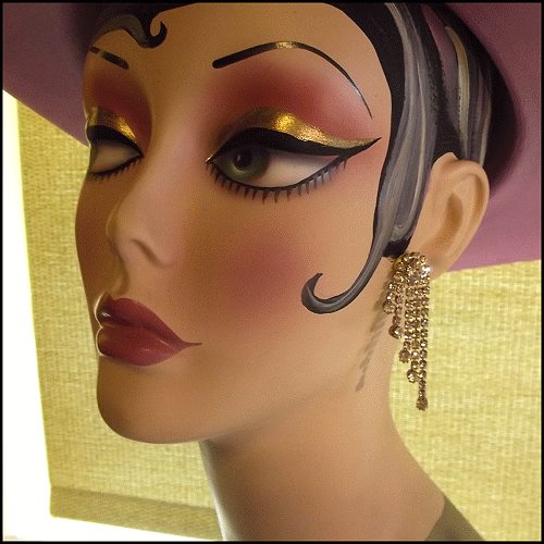 1950s Vintage Chandelier Pierced Earrings Midi Rhinestone Waterfalls