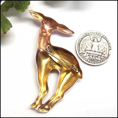 1950s Vintage Copper Pin Christmas Deer