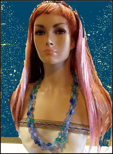 1960s Caribbean Blue Green Lucite SeaShell 3 Strand Long Vintage Necklace