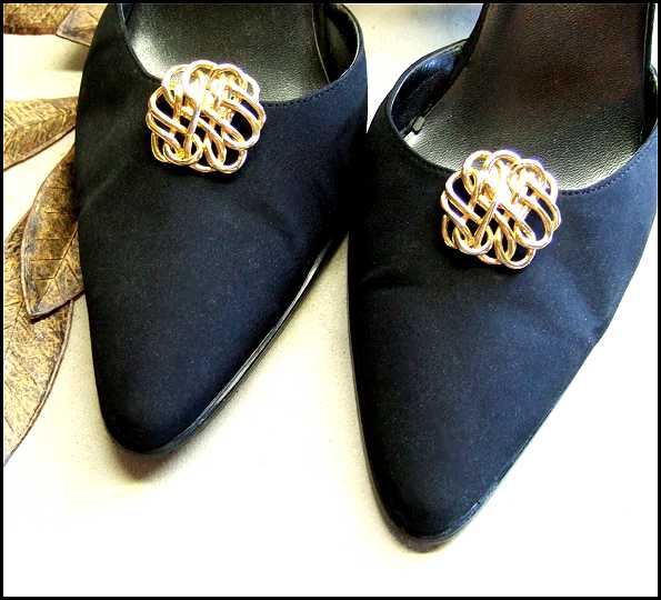 1950s Vintage Gold Shoe Clips Signed Bluette