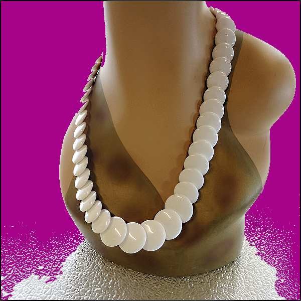 1970s Vintage Necklace Modern White Dominos Signed Trifari 