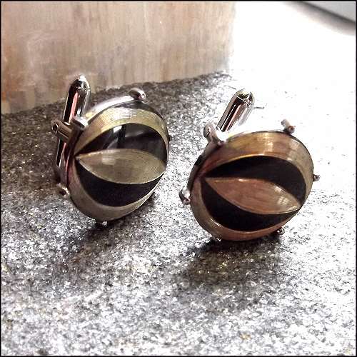 1950s Gold Silver Atomic Orbs Vintage Cufflinks Signed Swank