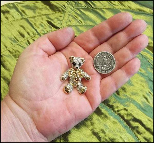 Swarovksi Crystal Gold Teddy Bear Pin