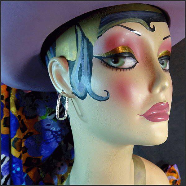 925 Sterling Silver Diamond Etched Rectangular Hoop Pierced Earrings