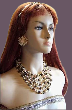 Vintage Mother of Pearl Necklace w Earrings Rare Pink White Grey