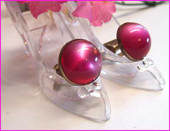 1940s Rose Pink Moonstone Vintage Cufflinks