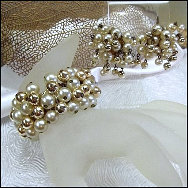 Pearl Bracelet w Earrings Cha Cha Set 1960s Jewelry