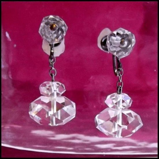 1920s Antique Art Deco Earrings Rare Sterling Crystal Baubles