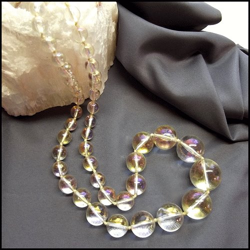 1970s Signed Miriam Haskell Necklace Iridescent Bubble Beads