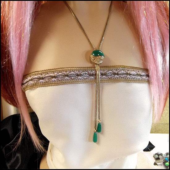 1950s Signed HOBE Gold Bolo Vintage Tassel Necklace