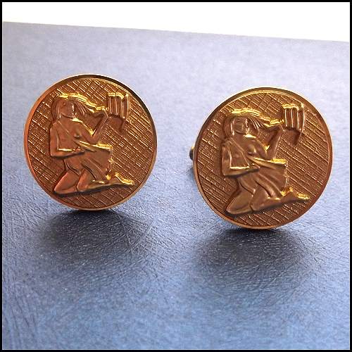 1950s Signed Anson 24kt HGE Gold Virgo Astrology Vintage Cufflinks
