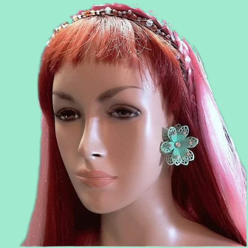 1960s Vintage Flower Earrings Cool Mint Green Lace Celluloid 