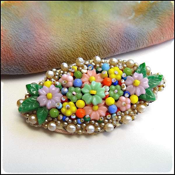 1930s Czechoslovakian Antique Glass Flower Pin