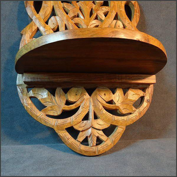 1950s Vintage Wood Wall Shelf Ornately Carved Home Decor