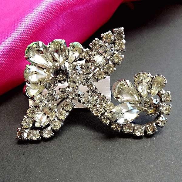 1950s Signed VOLUPTE Rare Diamond Crystal Vintage Brooch Book Piece