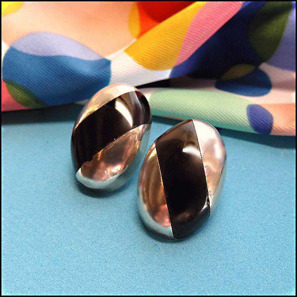 1980S Sterling Silver Black Onyx Vintage Earrings
