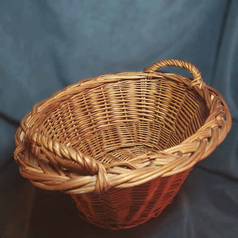 Vintage Basket Mid 20th Century French Willow Oval Gathering Basket