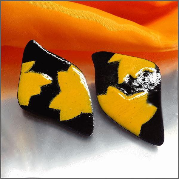 1970s Modernist Solid Copper Enamel Retro Vintage Earrings