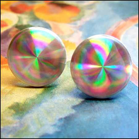 1970s 3D Rainbow Mirror Kaleidoscope Vintage Cufflinks