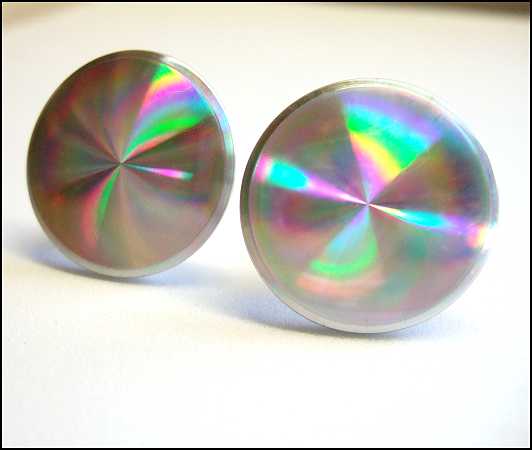 1970s 3D Rainbow Mirror Kaleidoscope Vintage Cufflinks