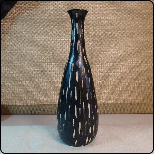 1950s Vintage Pigeon Forge Pottery Black Stoneware Weed Pot Vase