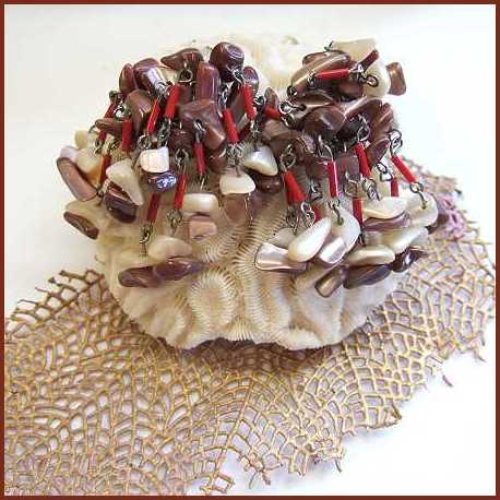 1950s Vintage Earrings Mother of Pearl Wild Dangles