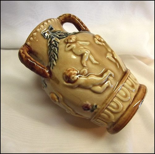 1930s Japanese Majolica Style Ceramic Angel Vase