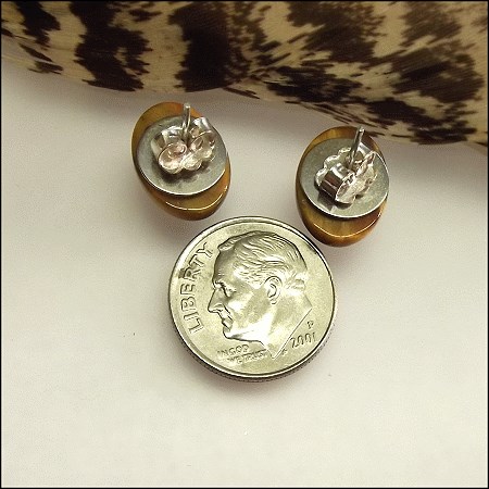 1970s Tigers Eye Gemstone Petite Vintage Pierced Earrings