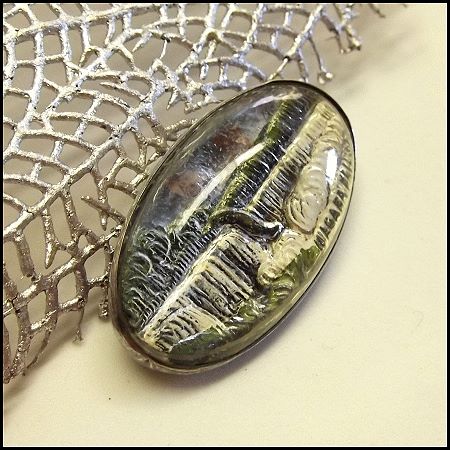 1940s Bavarian Waterfall Glass Intaglio Vintage Sterling Brooch