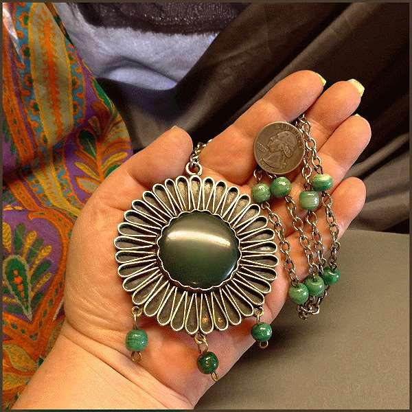1950s Big Copper n Brass Medallion Vintage Ethnic Pendant Necklace