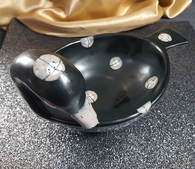 1950s Modernist Italian Pottery Burnished Bird Bowl