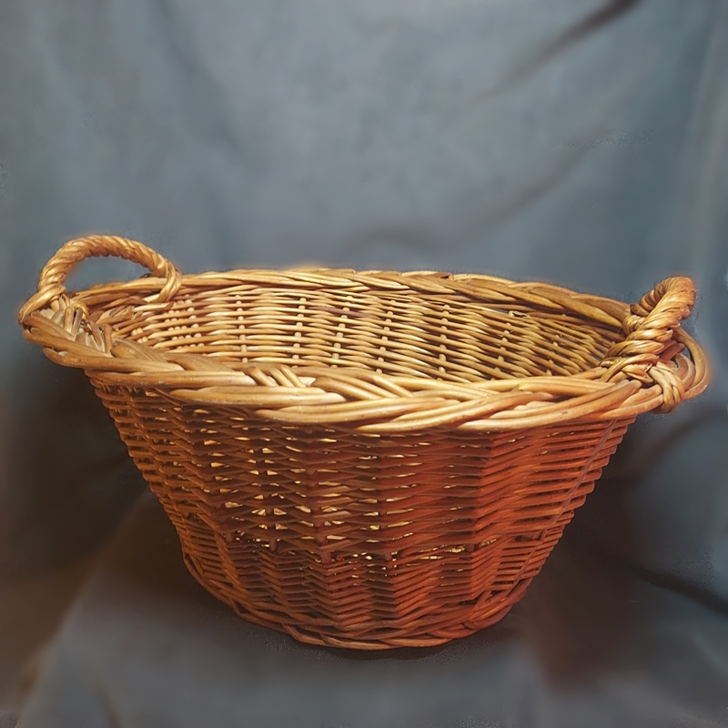Vintage Basket Mid 20th Century French Willow Oval Gathering Basket
