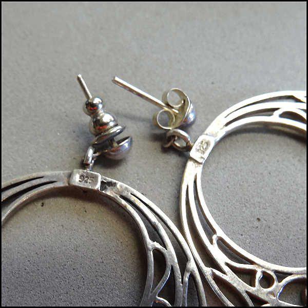 1970s Vintage 925 Sterling Silver Earrings Scrolled Hoops