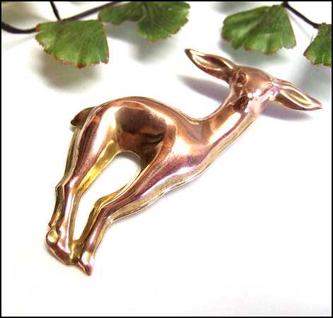 1950s Vintage Copper Pin Christmas Deer