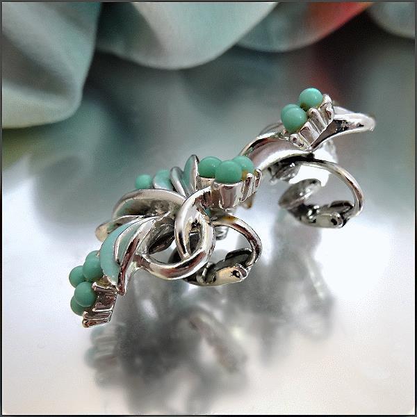 1950s Vintage Earrings Robins Egg Blue Clips Signed CORO 