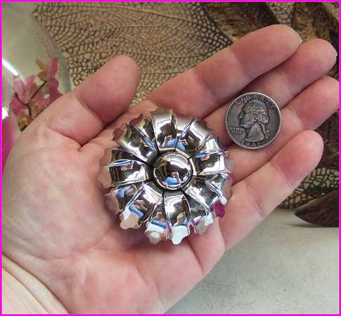 1950s Vintage Big Silver Mirror Brooch West Germany Flower 
