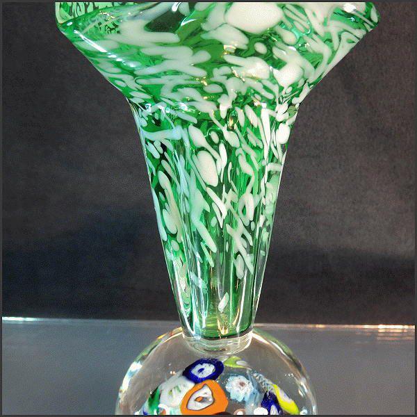 1950s Murano Glass Vintage Paperweight Vase Italian Millefiori