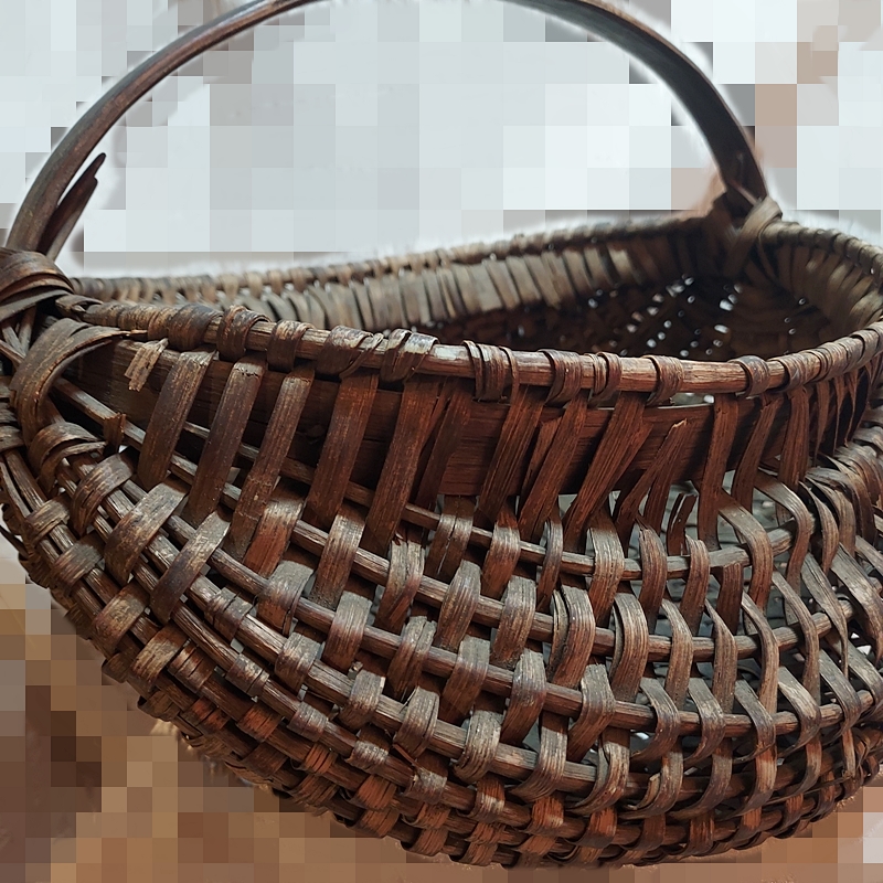 Antique Basket Early Appalachian Large Oak Buttocks