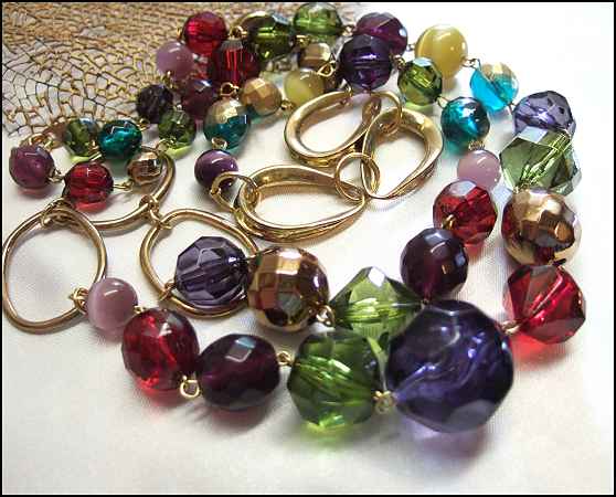 Vibrant Jeweled Acrylic Beads Long Modern Necklace